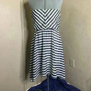 RUBY ROX SUN DRESS STRAPLESS Blue White Stripe